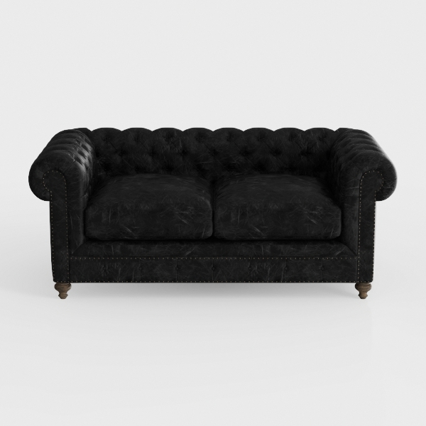 Chesterfield Leather Sofa, 89&quot; Mid Century Modern