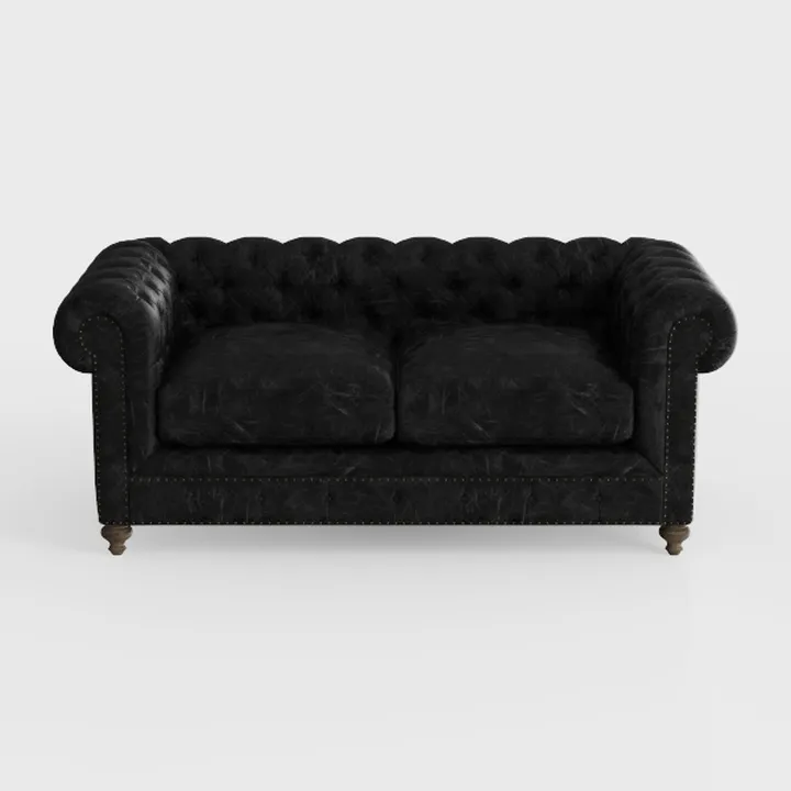 Chesterfield Leather Sofa, 89" Mid Century Modern