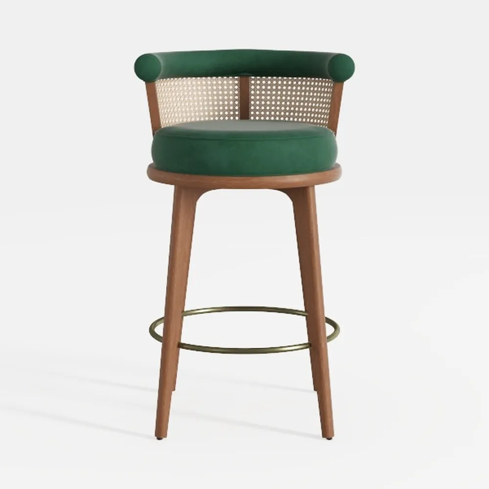 Tristan Gold Plated with Green Velour Bar Chairs (