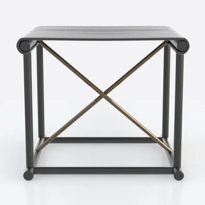 Modern Minimalist Black Metal Brass Accent Side Table 3D Model