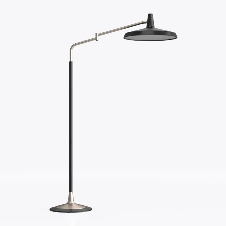 Modern Black Brass Adjustable Arc Floor Lamp 3D Model