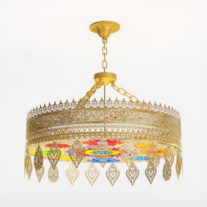 Gold Crystal Fandelier Ceiling Fan with Light, 