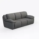Minimalist Fabric 3 Seater Sofa 3D Model Right 45 Degree View
