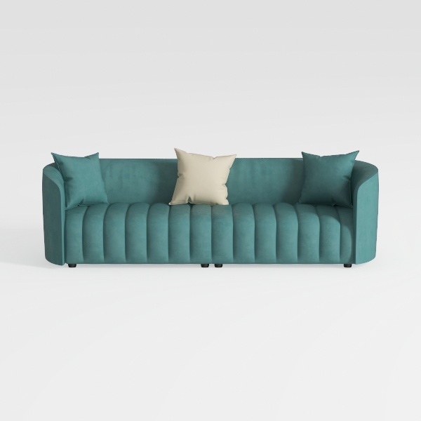 Velvet Couch With Extra Deep Seats, 3 Seater Sofa