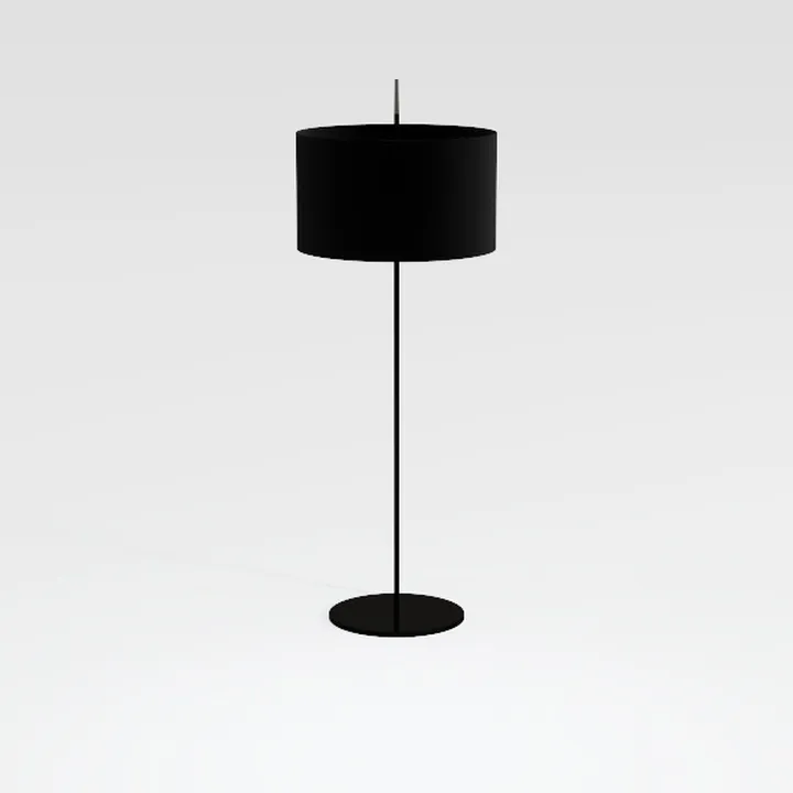 Minimalist Black Fabric Metal Floor Lamp 3D Model