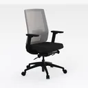 Minimalist Mesh Fabric Black Office Chair 3D Model Right 45 Degree View