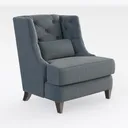 Minimalist Tufted Fabric Wingback Armchair 3D Model Right 45 Degree View