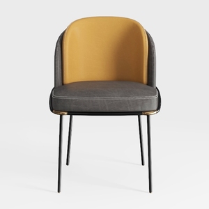 Modern Two Tone Leather Upholstered Dining Armchair 3D Model