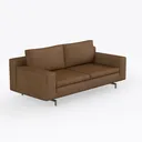 Modern Brown Leather Metal Leg 3 Seater Sofa 3D Model Right 45 Degree View