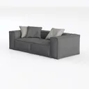 Minimalist Gray Fabric Loveseat Sofa with Throw Pillows 3D Model Left 45 Degree View
