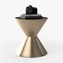 Modern Minimalist Brass Metal Side Table Unique Hourglass Shape 3D Model Right 45 Degree View