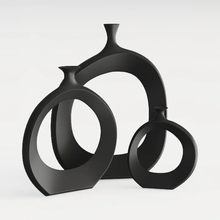 Hot Sale Donut Shape Flower Vase Oval Wedding Decoration Home Living Room 1Pcs Plastic Flower Vase White Flat Minimalist