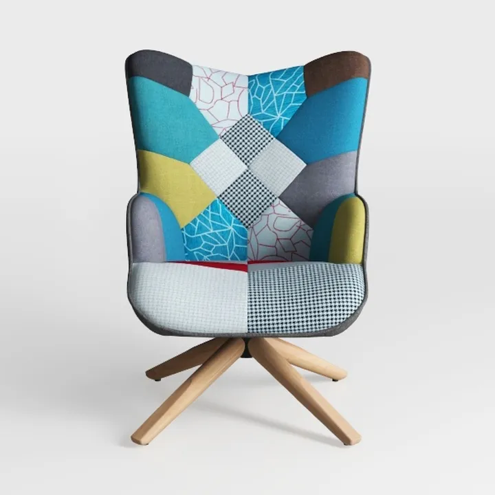 HomeMiYN Accent Patchwork Chair with Ottoman Set 
