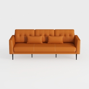 Left-Facing Tan Leather Sectional Sofa