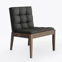 Modern Minimalist Black Leather Solid Wood Dining Chair 3D Model Right 45 Degree View