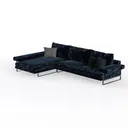 Modular Sectional Sofa with Movable Ottoman, 3 Left 45 Degree View