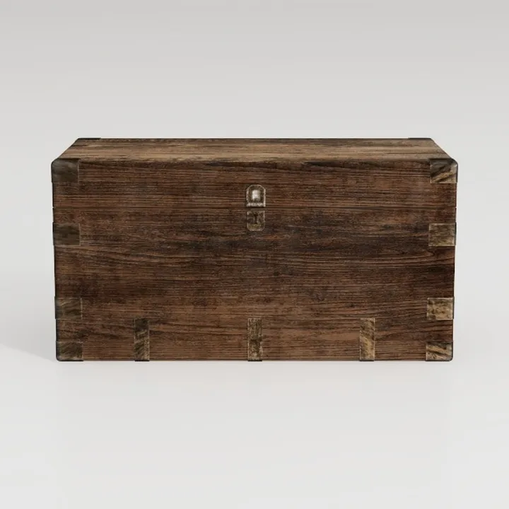 Rustic Solid Wood Storage Trunk 3D Model