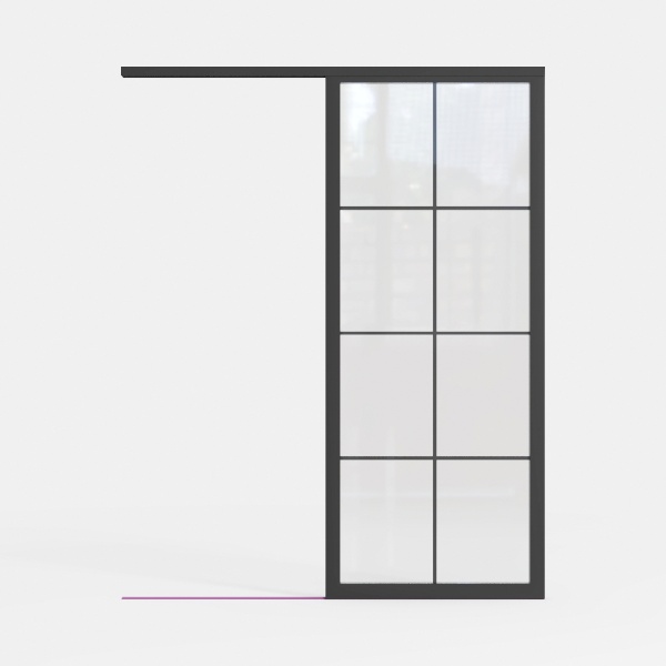 BARNSMITH 36in x 96in Frosted Glass Barn Door and