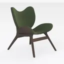 Modern Green Fabric Walnut Wood Armchair 3D Model Right 45 Degree View