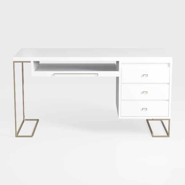 Lufeiya White Small Desk with Drawers - 40 Inch