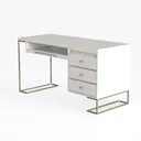 Lufeiya White Small Desk with Drawers - 40 Inch Left 45 Degree View
