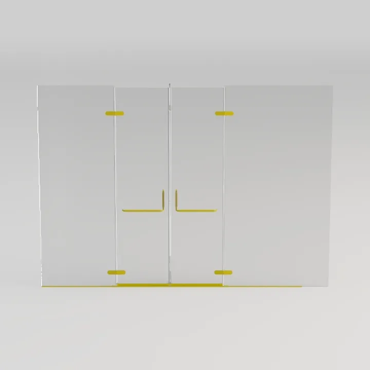 Minimalist Clear Glass Brass Hardware Double Door Wardrobe 3D Model