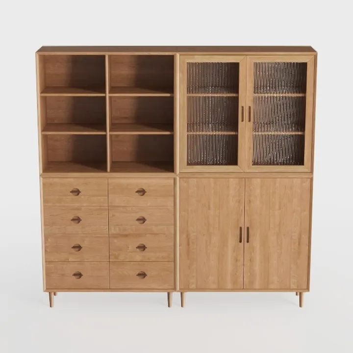 Minimalist Solid Wood Multi functional Storage Cabinet 3D Model