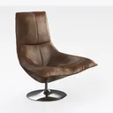 Vintage Brown Leather Swivel Armchair 3D Model Right 45 Degree View