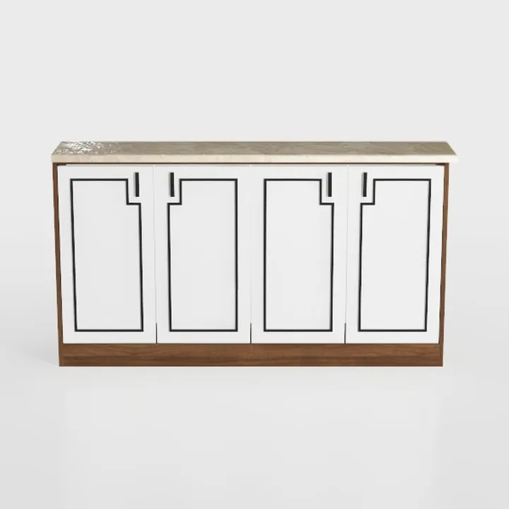 Modern Marble Top Solid Wood Accent Cabinet 3D Model