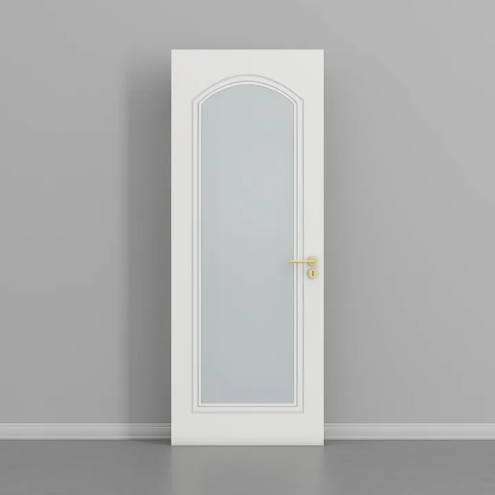 Minimalist White Frosted Glass Interior Door 3D Model