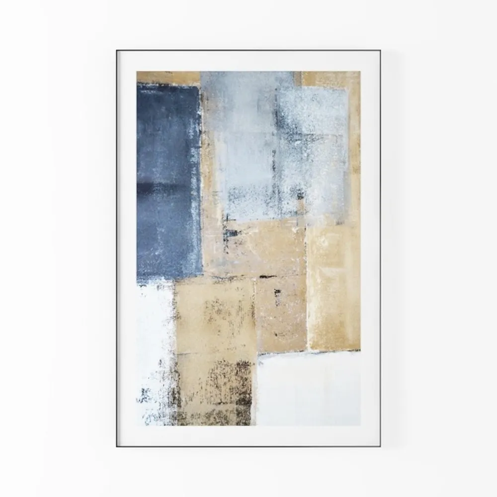 Framed Window Beach Scene Wall Art, Nature Blue