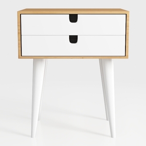 Acacia Wood Nightstand Brown Mid-Century Modern