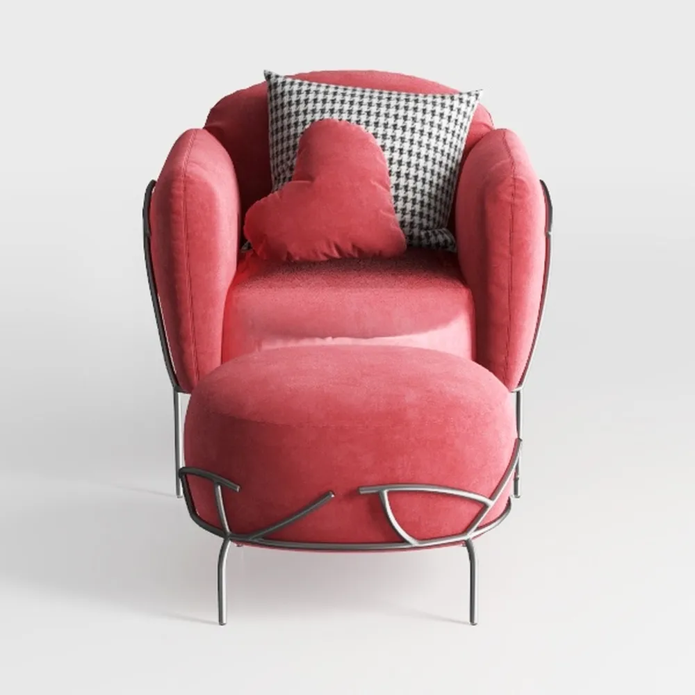 LITA Lazy Chair with Ottoman, Modern Accent Leisur