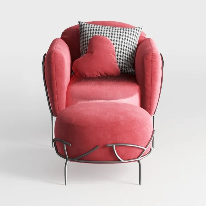 LITA Lazy Chair with Ottoman, Modern Accent Leisur