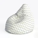 Chevron Pattern Fabric Bean Bag Chair 3D Model Left 45 Degree View