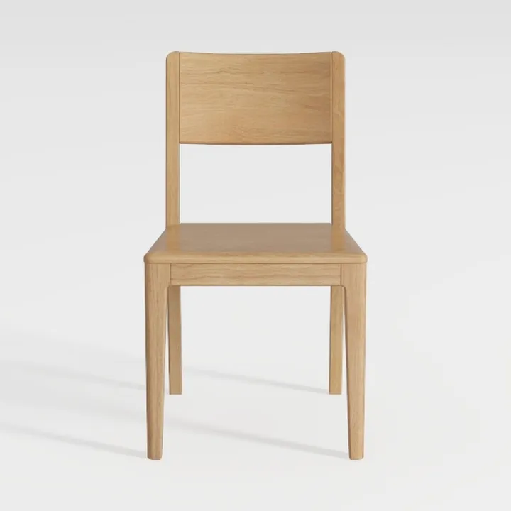 Minimalist Solid Oak Wood Dining Chair 3D Model