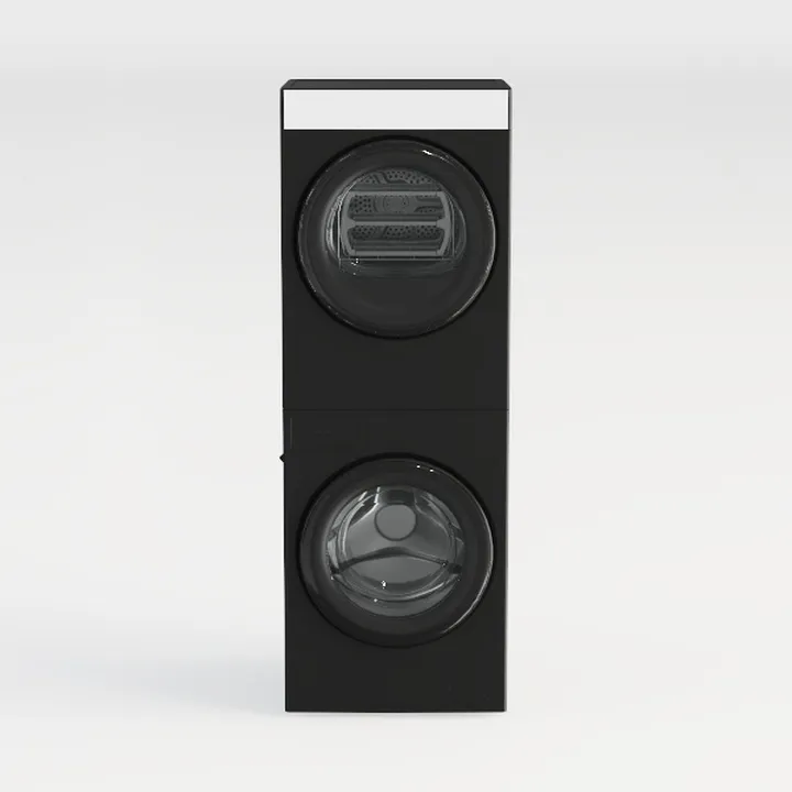 Black Modern Stacked Washer Dryer Combo 3D Model