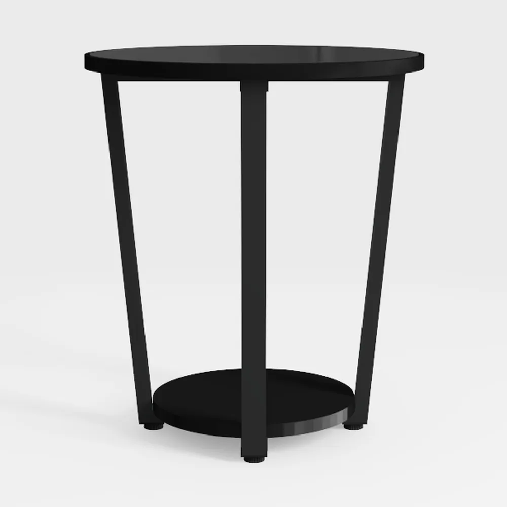 Round End Table, Tempered Glass End Table with