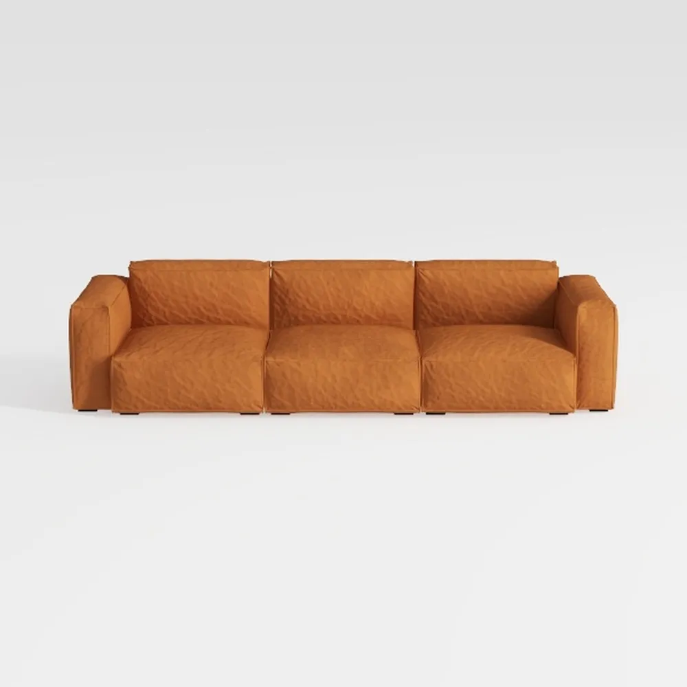 Poly & Bark Canale Leather Couch - 86 Inch Sofa