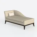 Minimalist Fabric Left Arm Chaise Lounge with Dark Wood Legs 3D Model Left 45 Degree View