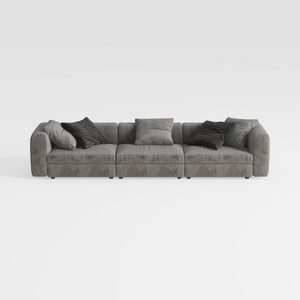 Minimalist Gray Fabric Extra Large Sectional Sofa 3D Model