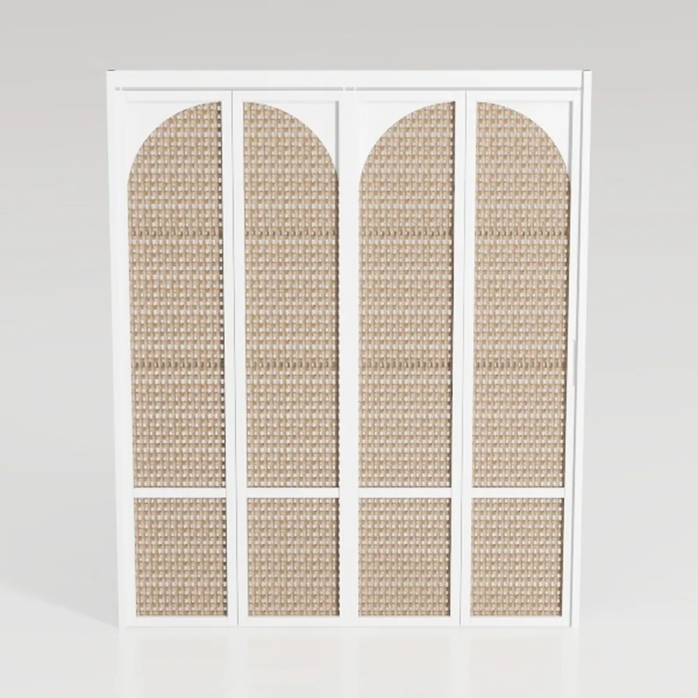 4 Panel Wooden Room Dividers, 5.6FT High Plug-in 