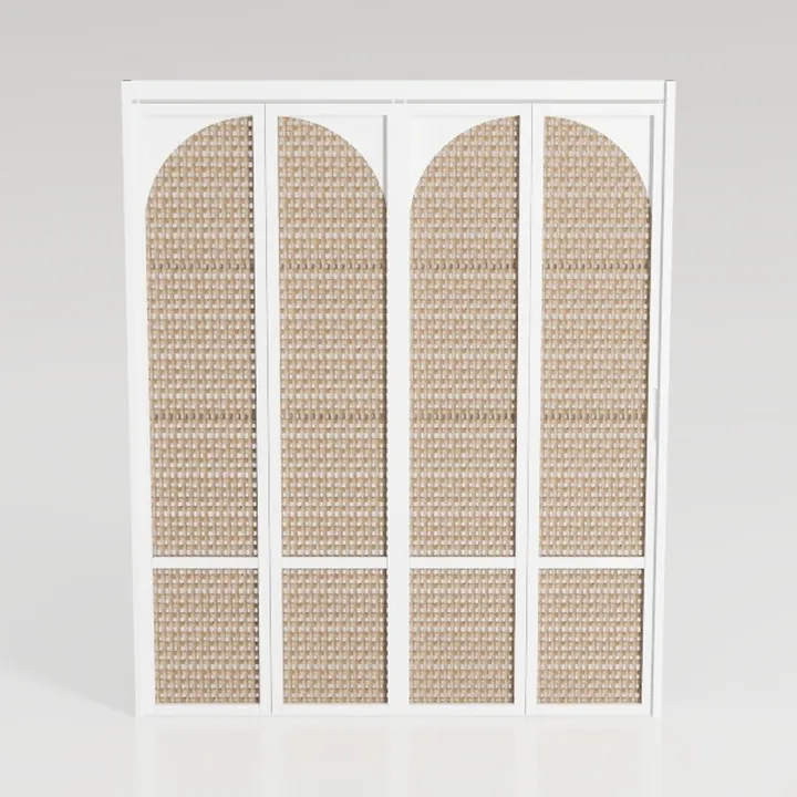 4 Panel Wooden Room Dividers, 5.6FT High Plug-in 