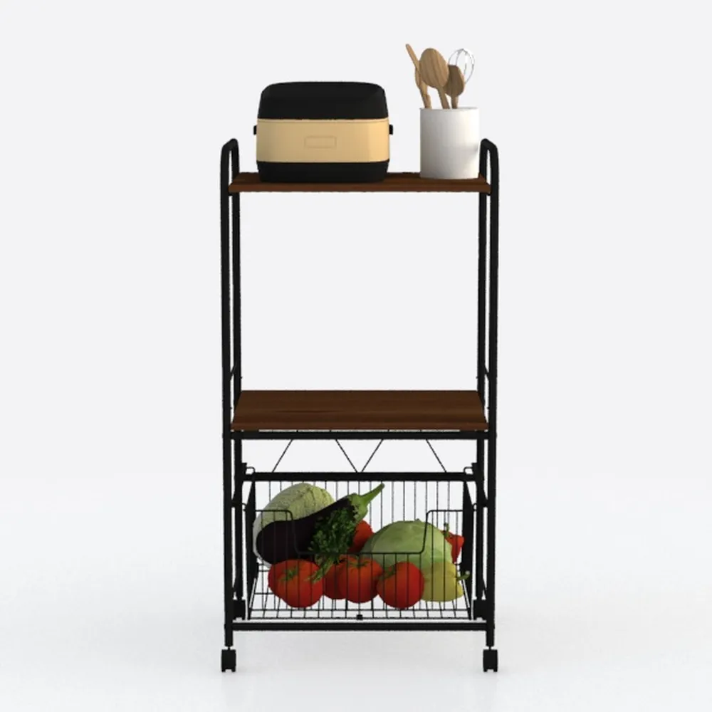 Tall End Table with Charging Station, 3 Tier