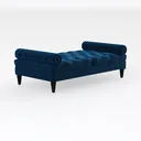 Modern Navy Blue Velvet Tufted Upholstered Window Bench 3D Model Right 45 Degree View