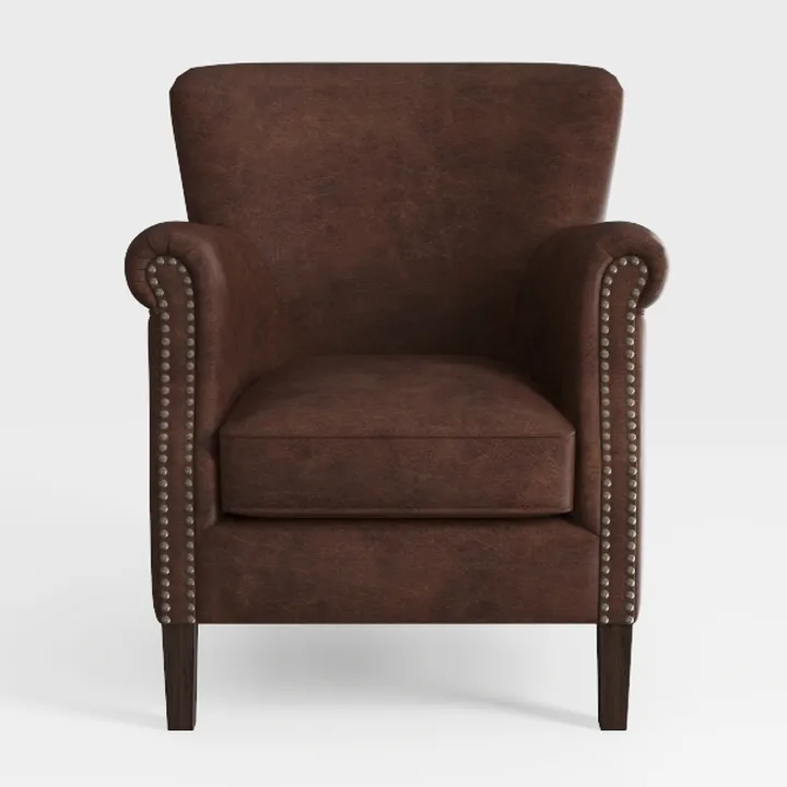 Traditional Leather Accent Chair 1pc Solid Wood Fr