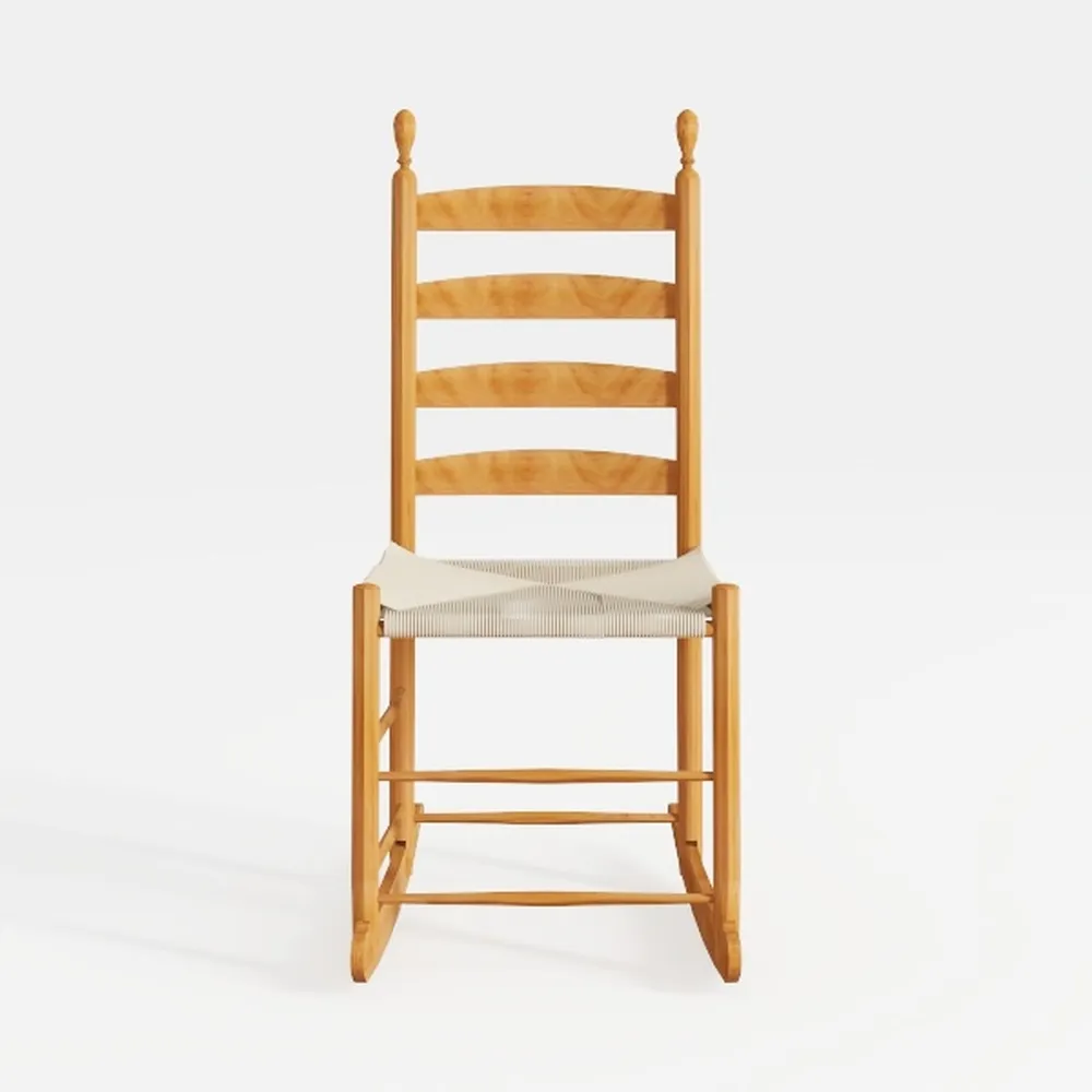 Cream White Solid Acacia Wood Rocking Chair for