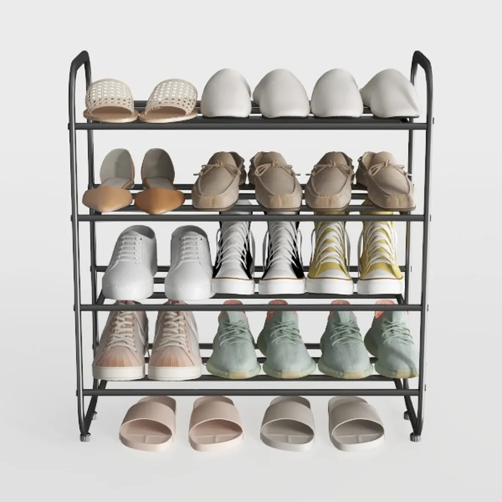 5 Tier Shoe Rack with Hook and Side Pocket,Shoe