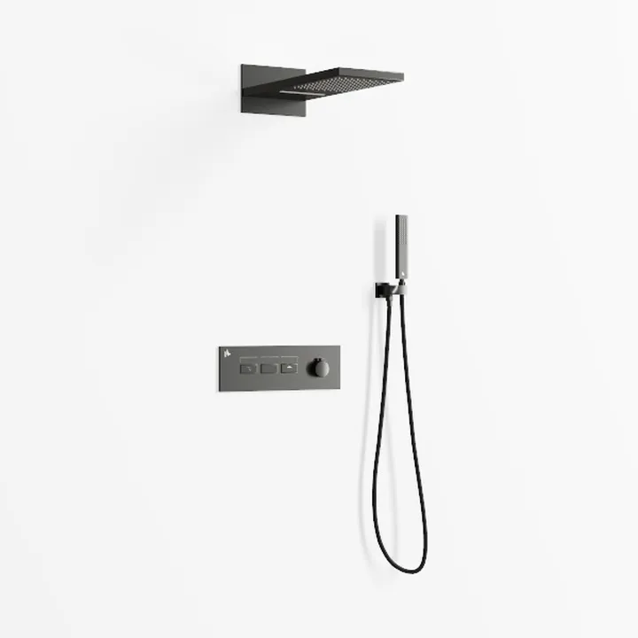 Modern Matte Black Wall Mounted Dual Shower System 3D Model