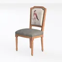 Vintage Solid Oak Fabric Upholstered Decorative Dining Chair 3D Model Left 45 Degree View